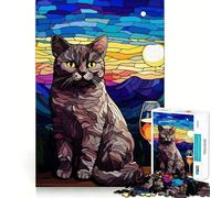 Rompecabezas de 1000 Piezas para Adolescentes Gato Sentado y Vaso Juego de Ajuste Actividad para el Cerebro Tiempo de Juego Relajante Actividad de cumpleaños (38x26cm)