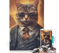 Rompecabezas de 1000 Piezas para Adolescentes Gato Siberiano gánster, Juegos educativos, desafío exigente, Regalo de cumpleaños 50x75cm