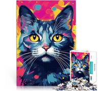 Rompecabezas de 1000 Piezas para Adolescentes Gato Surrealista Abstracto Aprendizaje Educativo Interacción Entre Padres e Hijos 38x26cm
