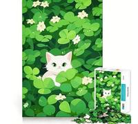 Rompecabezas de 1000 Piezas para Adolescentes Gato,Trébol,Parche,Juego de Ajuste, Desafío Mental,Juguete,Tiempo de diversión Tranquila,Escena navideña,Arte (38x52cm)