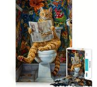 Rompecabezas de 1000 Piezas para Adolescentes Gato va al baño Arte de Corte preciso Juego Divertido para concentrarse y Relajarse Regalo Ideal para cumpleaños (38x52cm)