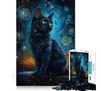 Rompecabezas de 1000 Piezas para Adolescentes Gato Van Gogh,Ajuste, Juego Inteligente,Actividad Cerebral,Tiempo de Juego Relajante,Actividad de cumpleaños (50x75cm)