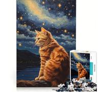 Rompecabezas de 1000 Piezas para Adolescentes: Gato Van Gogh, Juguetes para armar, interacción Entre Padres e Hijos, cumpleaños 38x26cm