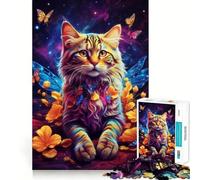 Rompecabezas de 1000 Piezas para Adolescentes Gato y Mariposa pequeña Arte de Corte preciso Juego Divertido para concentrarse,Relajarse y divertirse Regalo Ideal para cumpleaños (50x75cm)