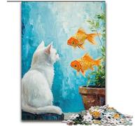 Rompecabezas de 1000 Piezas para Adolescentes: Gato y pez Dorado Un Juego desafiante y Familiar Una Obra de Arte para niños a Partir de 14 años (tamaño 26x38cm)