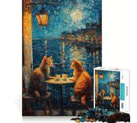 Rompecabezas de 1000 Piezas para Adolescentes Gatos,Café,Cita,Encaje, Arte,Juego de Concentración Mental,Tiempo de Descanso,Jugar, Ocio (38x26cm)