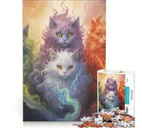 Rompecabezas de 1000 Piezas para Adolescentes: Gatos Elementales, Juego Educativo, Carrera de Velocidad Manual, Juego de desafío único 38x52cm
