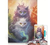 Rompecabezas de 1000 Piezas para Adolescentes: Gatos Elementales, Juegos relajantes, desafiantes para completar, Que mejoran el Amor Entre Parejas 50x75cm
