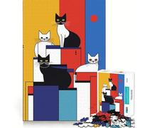 Rompecabezas de 1000 Piezas para Adolescentes Gatos en Postes,Encaje, Arte,Juego de concentración Mental,Tiempo de Descanso,diversión, Ocio (50x75cm)