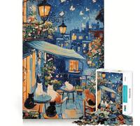 Rompecabezas de 1000 Piezas para Adolescentes Gatos en un balcón Parisino Diseño de Corte Fino Juego de concentración Regalo Ideal para Relajarse y divertirse en Navidad (38x26cm)