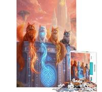 Rompecabezas de 1000 Piezas para Adolescentes Gatos mágicos Estructura Antigua diversión en casa decoración del hogar Juegos relajantes para Mayores de 14 años (50x75cm)