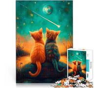 Rompecabezas de 1000 Piezas para Adolescentes Gatos Mirando una Estrella fugaz Juegos de relajación Regalo de cumpleaños 38x26cm