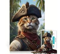 Rompecabezas de 1000 Piezas para Adolescentes Gatos Piratas,Divertido,de Corte Suave,Juguete para ejercitar el Cerebro,Ideal para Momentos de Juego relajantes y para cumpleaños (50x75cm)