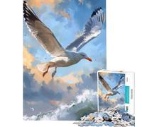 Rompecabezas de 1000 Piezas para Adolescentes Gaviota Volando sobre Las Olas del océano Juego Educativo desafío de Juego Juguete Regalo para cumpleaños decoración de Pared (tamaño 38x52cm)