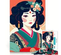 Rompecabezas de 1000 Piezas para Adolescentes Geisha Arte de Bordes precisos Actividad Mental Inteligente Juego de Entretenimiento Regalo de cumpleaños (38x26cm)