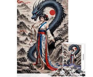Rompecabezas de 1000 Piezas para Adolescentes Geisha la susurradora de Dragones Juegos relajantes Regalos para Mujeres Juguetes de decoración para el hogar Ideales para cumpleaños y Navidad (50x75cm)