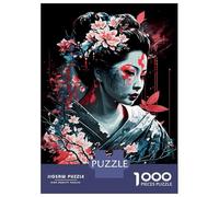 Rompecabezas De 1000 Piezas para Adolescentes Geisha Neon Cherry Blossom Rompecabezas Juegos Relajantes Decoración De Pared Regalos para Amigos Y Familiares 52x38cm/1000pcs