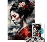 Rompecabezas de 1000 Piezas para Adolescentes Geishas de Japón Acuarelas desafío Educativo Actividades Familiares Juegos relajantes para Mayores de 14 años (38x26cm)