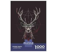 Rompecabezas De 1000 Piezas para Adolescentes Geometric Deer Head Art Print Rompecabezas para Adultos Juegos Relajantes Alivia El Estrés Ayuda A Ejercitar El Cerebro 38x26cm/1000pcs