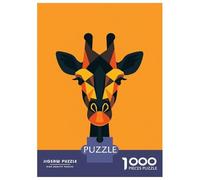 Rompecabezas De 1000 Piezas para Adolescentes Geometric Giraffe Vector Portrait on Orange Rompecabezas para Adolescentes Juguetes DIY Análisis Y Lógica para Cumpleaños, Navidad 52x38cm/1000pcs