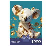 Rompecabezas De 1000 Piezas para Adolescentes Geometric Gold and White Koala Rompecabezas para Adultos Juguete Decoración De Pared Mejora La Memoria Desafío Educativo 52x38cm/1000pcs