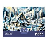 Rompecabezas De 1000 Piezas para Adolescentes Geometric Winter Cabin Scene Rompecabezas para Adultos Juegos Relajantes Mejora La Memoria Ayuda A Ejercitar El Cerebro 52x38cm/1000pcs