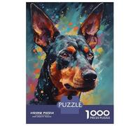 Rompecabezas De 1000 Piezas para Adolescentes German Pinscher Painting Rompecabezas para Adultos Juego Práctico Ensamblaje De Patrones Regalos para Reducir El Estrés 70x50cm/1000pcs