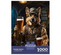 Rompecabezas De 1000 Piezas para Adolescentes German Shepherd Beer Hound Rompecabezas Juegos Relajantes Decoración De Pared Regalos para Amigos Y Familiares 52x38cm/1000pcs