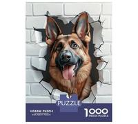 Rompecabezas De 1000 Piezas para Adolescentes German Shepherd Breaking Through Wall Rompecabezas para Adultos Juguetes DIY Alivio del Estrés Oferta como Regalos para Toda La Familia 38x26cm/1000pcs
