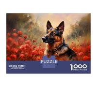 Rompecabezas De 1000 Piezas para Adolescentes German Shepherd Dog in Pop Rompecabezas para Adolescentes Juguetes Antiestrés Patrón De Ensamblaje Desafío Educativo 52x38cm/1000pcs