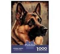 Rompecabezas De 1000 Piezas para Adolescentes German Shepherd Retro Dog Rompecabezas para Adultos Juegos Divertidos Decoración Ayuda A Ejercitar El Cerebro 52x38cm/1000pcs
