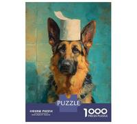 Rompecabezas De 1000 Piezas para Adolescentes German Shepherd with Toilet Paper Hat Rompecabezas Juego De Ingenio Decoración De Pared Regalos De Cumpleaños Y Únicos 70x50cm/1000pcs