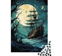 Rompecabezas De 1000 Piezas para Adolescentes Ghost Ship Under Full Moon Rompecabezas para Adultos Juguetes DIY Alivio del Estrés Oferta como Regalos para Toda La Familia 70x50cm/1000pcs