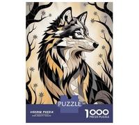 Rompecabezas De 1000 Piezas Para Adolescentes Gilded Mosaic - Turquoise Wolf of Celestial Majesty Rompecabezas Para Adultos Juegos Relajantes Decoración De Pared Para Cumpleaños, Navidad 70x50cm/1000p