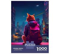 Rompecabezas De 1000 Piezas para Adolescentes Ginger Cat Jacket Backpack Rompecabezas Juegos Divertidos Desafío Difícil Cumpleaños Y Navidad 70x50cm/1000pcs