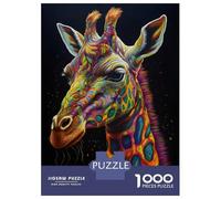 Rompecabezas De 1000 Piezas para Adolescentes Giraffe in Colorful Art Rompecabezas para Adolescentes Juego De Ingenio Regalos para Mujeres Actividades Divertidas En Casa 52x38cm/1000pcs