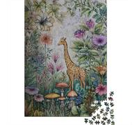 Rompecabezas De 1000 Piezas para Adolescentes Giraffe in Fantasy Garden Rompecabezas para Adultos Juegos Relajantes Decoración del Hogar Actividades Divertidas En Casa 70x50cm/1000pcs
