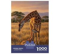 Rompecabezas De 1000 Piezas para Adolescentes Giraffe Mother and Calf in Savannah Rompecabezas para Adultos Juguete Decoración De Pared Mejora La Memoria Desafío Educativo 52x38cm/1000pcs
