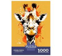 Rompecabezas De 1000 Piezas para Adolescentes Giraffe Painting Animal Rompecabezas Juegos Relajantes Análisis Y Lógica Reducción del Estrés Regalos 52x38cm/1000pcs