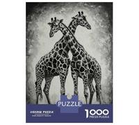 Rompecabezas De 1000 Piezas para Adolescentes Giraffe Pair in Black and White Rompecabezas para Adultos Juguetes Antiestrés Difícil Difícil Cumpleaños Y Navidad 70x50cm/1000pcs