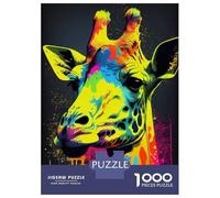 Rompecabezas De 1000 Piezas para Adolescentes Giraffe Popart Animal Rompecabezas para Adultos Juegos Familiares Corte De Precisión Regalos Y Cumpleaños Únicos 52x38cm/1000pcs