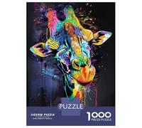 Rompecabezas De 1000 Piezas para Adolescentes Giraffe Popart Painting Rompecabezas Juegos Divertidos Carrera De Velocidad Manual Cumpleaños 52x38cm/1000pcs
