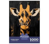 Rompecabezas De 1000 Piezas para Adolescentes Giraffe Portrait Painting Rompecabezas para Adultos Juegos Relajantes Mejora La Memoria Ayuda A Ejercitar El Cerebro 38x26cm/1000pcs