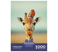 Rompecabezas De 1000 Piezas Para Adolescentes Giraffe Wildlife in Africa And Robin on Head Rompecabezas Para Adolescentes Juego De Ingenio Mejora La Memoria Diversión En Casa Actividades, 38x26cm/1000