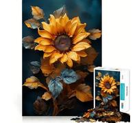 Rompecabezas de 1000 Piezas para Adolescentes Girasol, Corte preciso, Manualidades, Diversión cognitiva, Juego de Ocio, Arte navideño para el hogar (38x26cm)