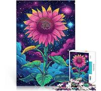 Rompecabezas de 1000 Piezas para Adolescentes Girasol cósmico Reducción del estrés Interesante con póster a Juego y Hoja de Trivia 52x38cm