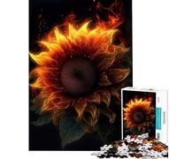 Rompecabezas de 1000 Piezas para Adolescentes Girasol Llamas Humo Actividades Divertidas para Hacer en casa Un Reto difícil Juego práctico Apto para Mayores de 14 años 50x75cm