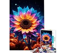 Rompecabezas de 1000 Piezas para Adolescentes Girasol neón Cósmico Brillante Ayuda a ejercitar el Cerebro Regalo de cumpleaños Juguete Decoración de Pared Apto para Mayores de 14 años (50x75cm)