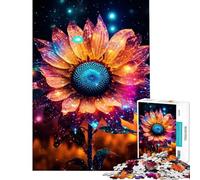 Rompecabezas de 1000 Piezas para Adolescentes Girasol Neón Cósmico Brillante Rompecabezas para Adultos Juego práctico Mejora la Memoria cumpleaños y Navidad (Tamaño 50x75cm)