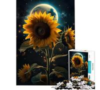 Rompecabezas de 1000 Piezas para Adolescentes Girasol Tierra Espacio Juego Educativo Juguete de Desafío Regalo para Cumpleaños Decoración de Pared (Tamaño 75x50cm)